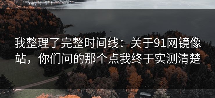 我整理了完整时间线：关于91网镜像站，你们问的那个点我终于实测清楚