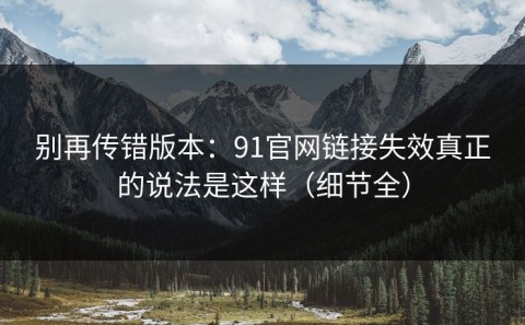 别再传错版本：91官网链接失效真正的说法是这样（细节全）