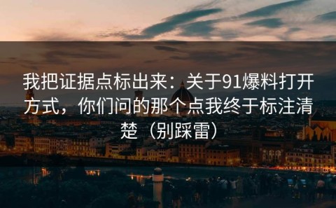 我把证据点标出来：关于91爆料打开方式，你们问的那个点我终于标注清楚（别踩雷）