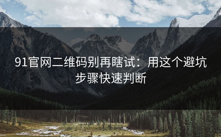 91官网二维码别再瞎试：用这个避坑步骤快速判断