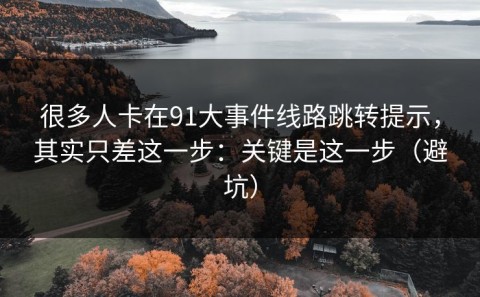 很多人卡在91大事件线路跳转提示，其实只差这一步：关键是这一步（避坑）