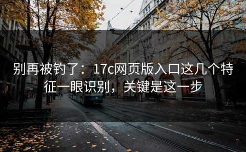 别再被钓了：17c网页版入口这几个特征一眼识别，关键是这一步