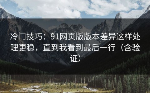 冷门技巧：91网页版版本差异这样处理更稳，直到我看到最后一行（含验证）
