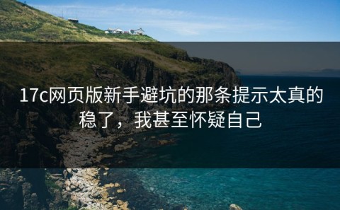17c网页版新手避坑的那条提示太真的稳了，我甚至怀疑自己