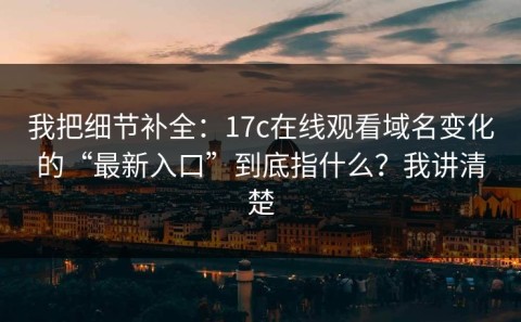 我把细节补全：17c在线观看域名变化的“最新入口”到底指什么？我讲清楚