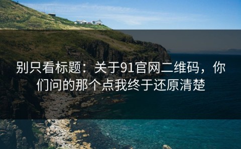 别只看标题：关于91官网二维码，你们问的那个点我终于还原清楚