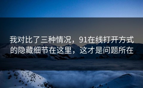 我对比了三种情况，91在线打开方式的隐藏细节在这里，这才是问题所在