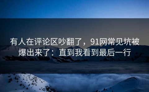 有人在评论区吵翻了，91网常见坑被爆出来了：直到我看到最后一行