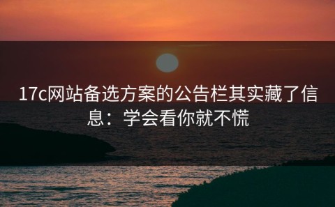 17c网站备选方案的公告栏其实藏了信息：学会看你就不慌