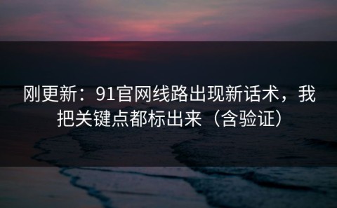 刚更新：91官网线路出现新话术，我把关键点都标出来（含验证）