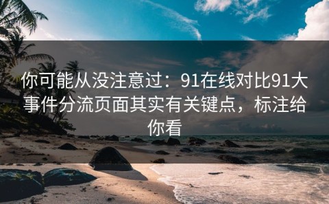 你可能从没注意过：91在线对比91大事件分流页面其实有关键点，标注给你看