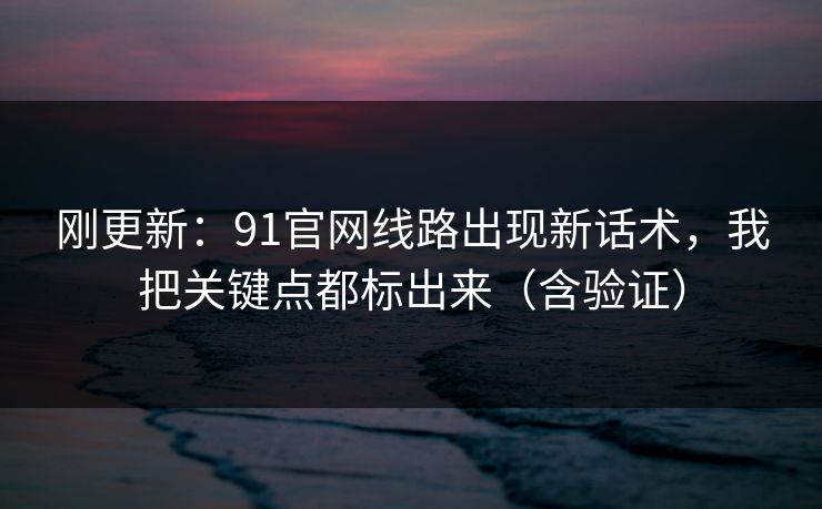 刚更新：91官网线路出现新话术，我把关键点都标出来（含验证）