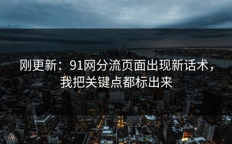 刚更新：91网分流页面出现新话术，我把关键点都标出来