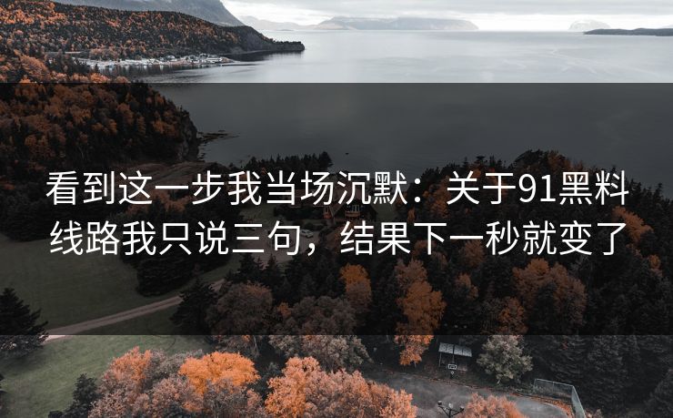 看到这一步我当场沉默:关于91黑料线路我只说三句,结果下一秒就变了 看到这一步我当场沉默:关于91黑料线路我只说三句,结果下一秒就变了