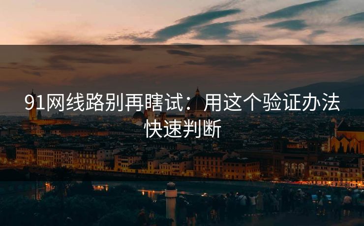 91网线路别再瞎试：用这个验证办法快速判断